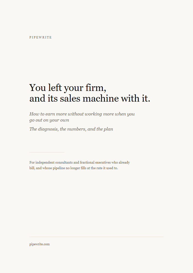 You left your firm, and its sales machine with it